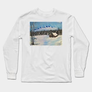 Winter Cabin Landscape Long Sleeve T-Shirt